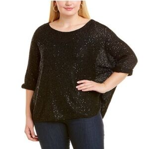 NIC+ZOE Black Sparkle Crew Neck Sweater